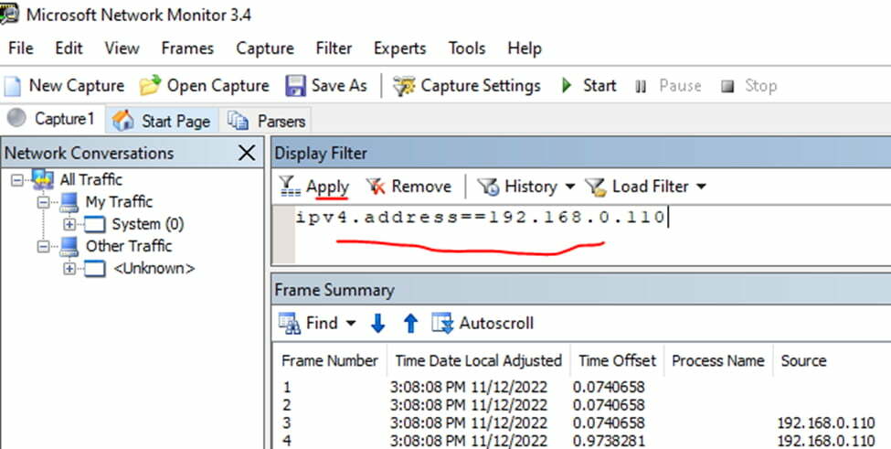 capture Netmon log