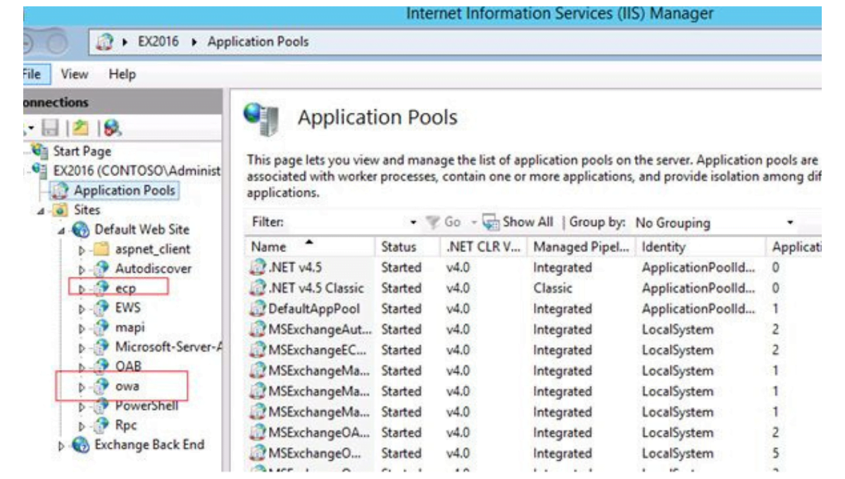 Default Settings for Exchange Virtual Directories