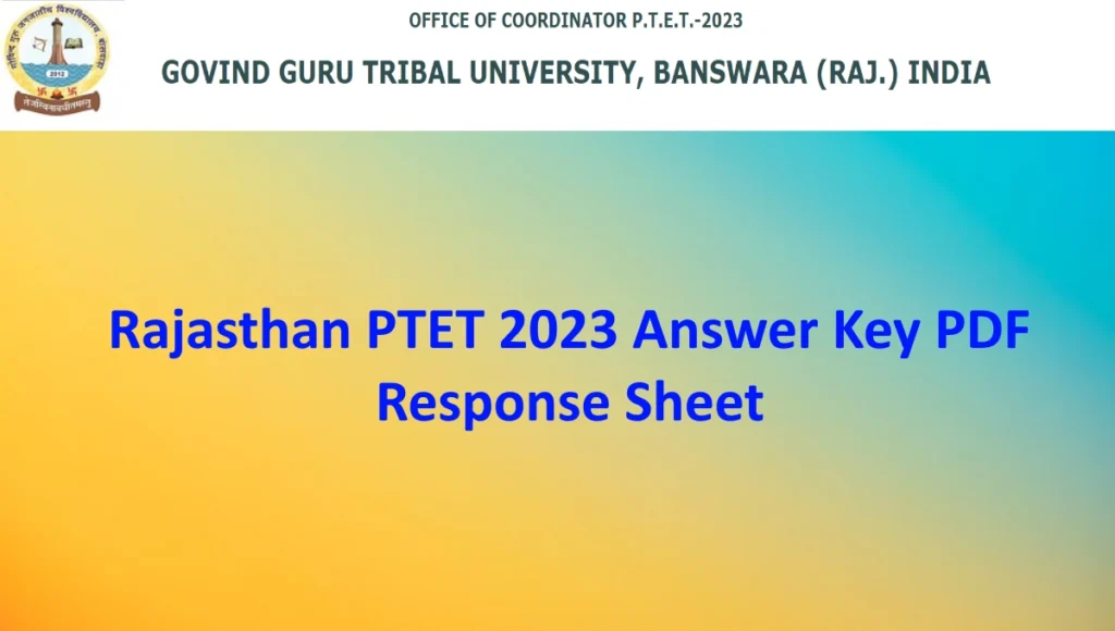 Rajasthan PTET 2023 Answer Key PDF