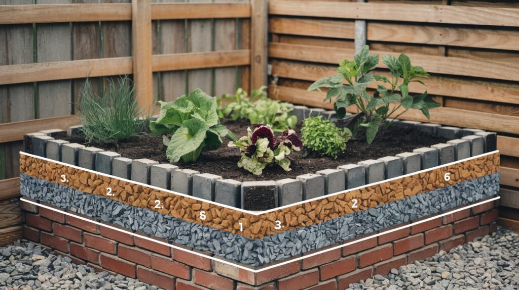 layering method of filling raised garden bed