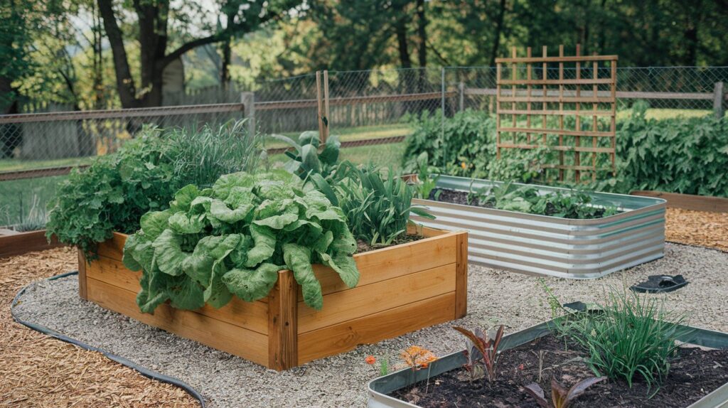 steel and wooden raised beds