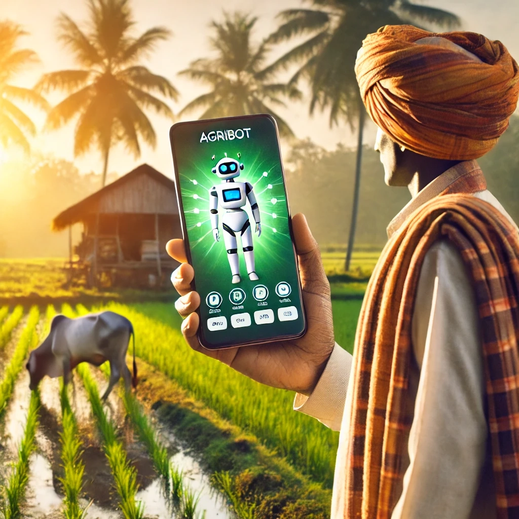 Indian farmer using DeepSeek AgriBot on a smartphone Source ChatGPT